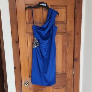 Eliza J Royal Blue One-Shoulder Dress
